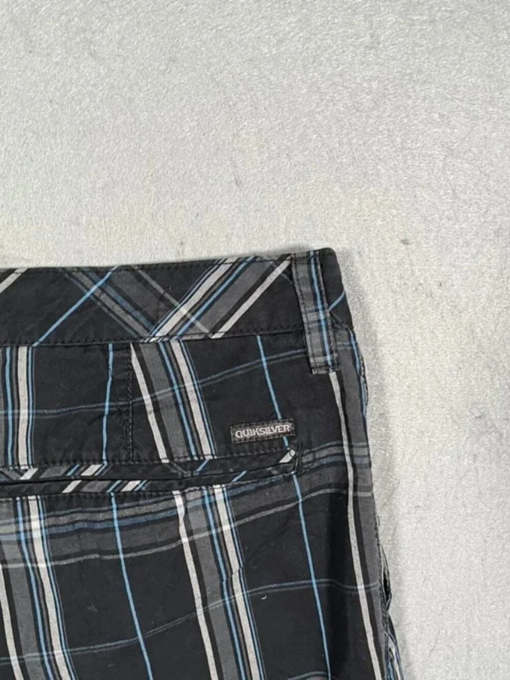 Quiksilver Dark Blue Chequered Chino Shorts Surf W34 I10